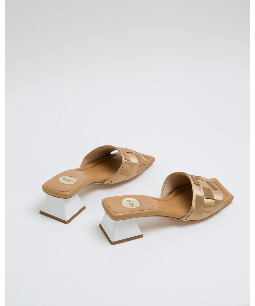 tan plaited mules