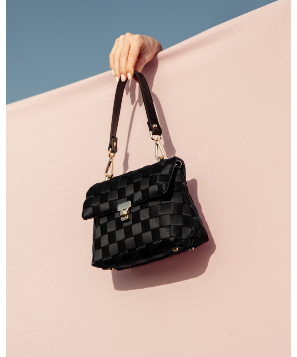black satin shoulder bag
