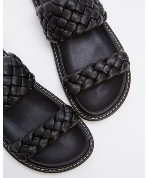 mango black braided sandals