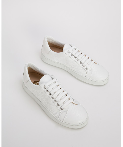 slim white leather sneakers