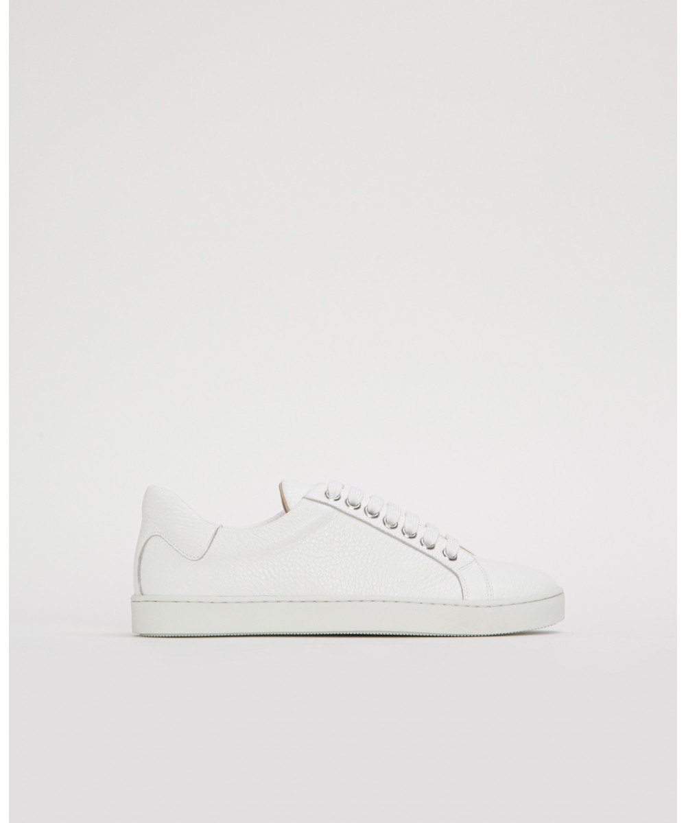 slim white leather sneakers