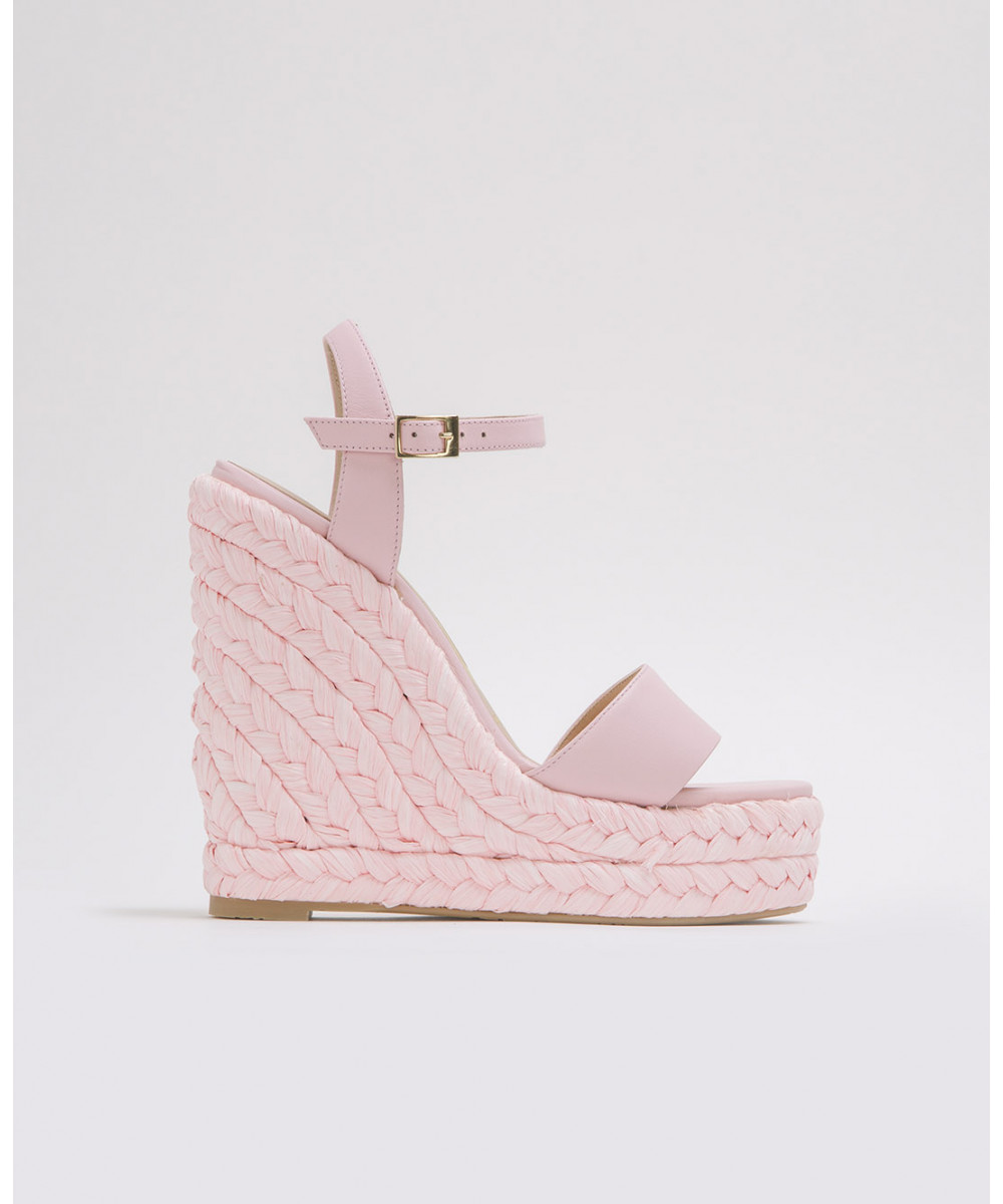 nude pink wedges