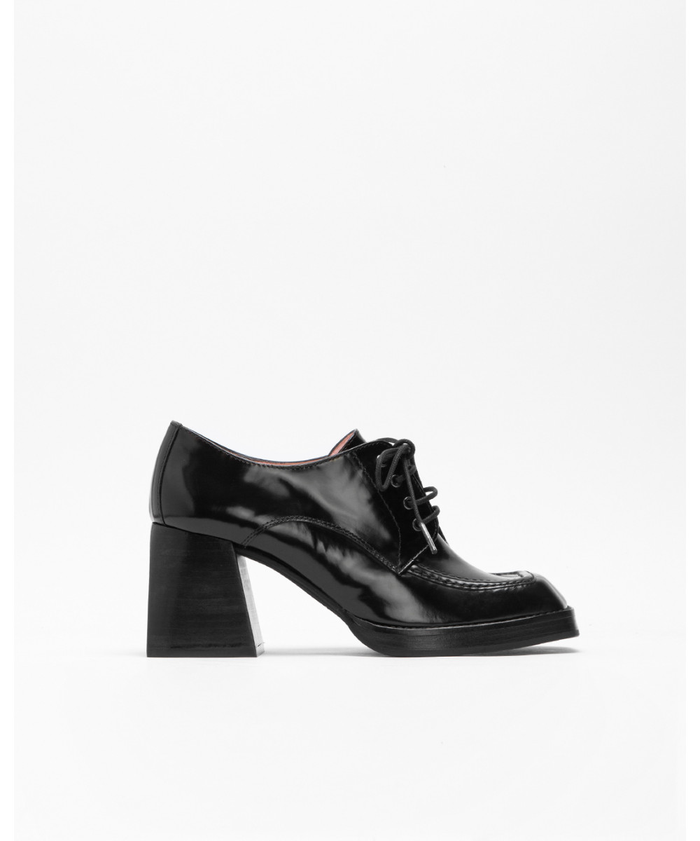 Black calf leather high loafers